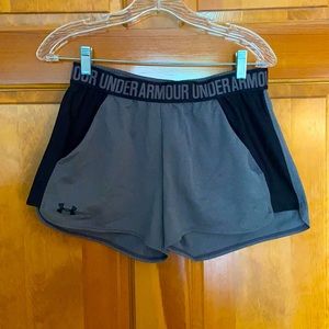 Grey and Black Athletic Shorts by Under Armour